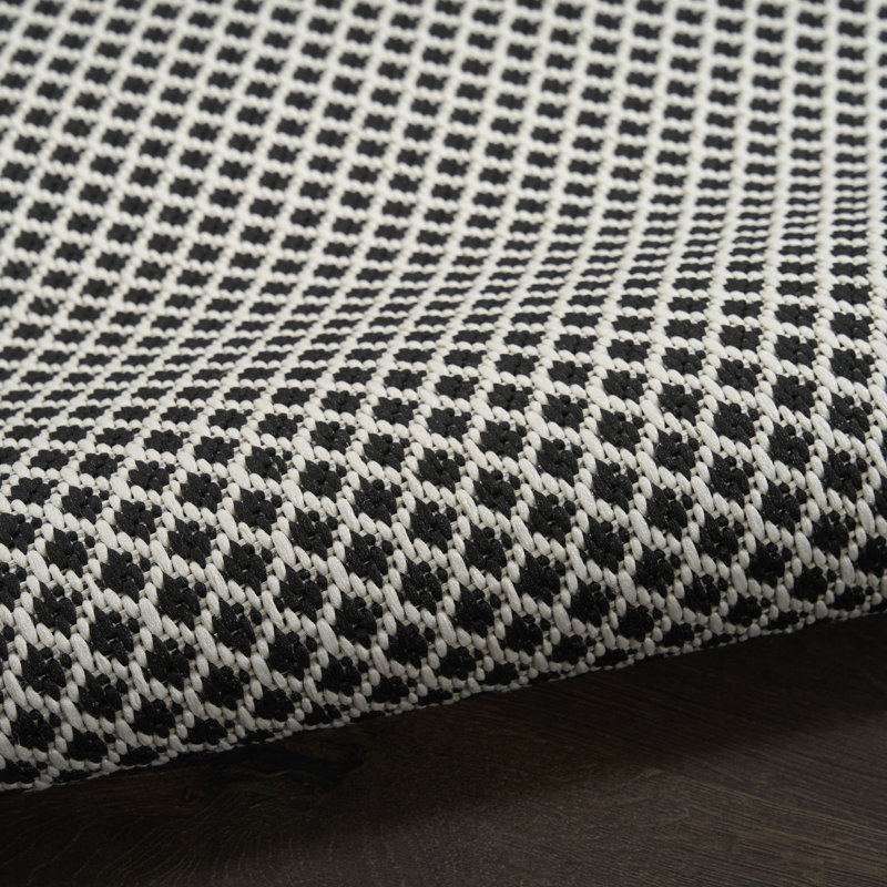 Tapis intérieur / extérieur noir Hartigan, Tapis de couloir 2 pi 2 po x 10 pi