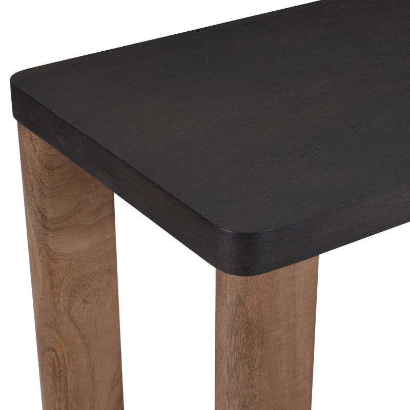 Console de style Mid-Century moderne en bois massif et placage de manguier, 58 po - Moka et noyer
