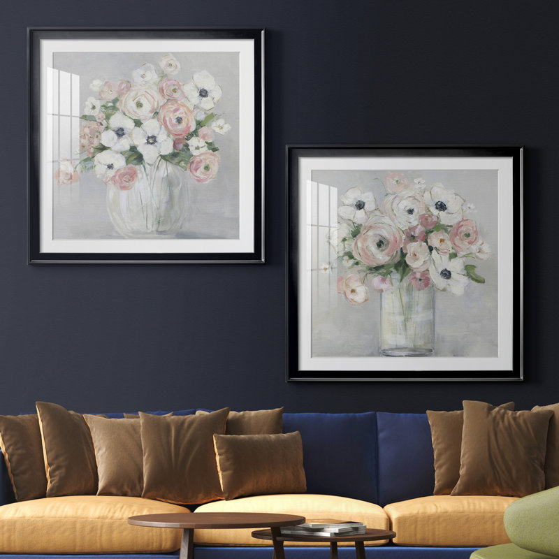«Garden to table I», ensemble de 2 reproductions d'art encadrées, H 26,5 po x l 53 po x P 1,5 po, Papier encadré noir, Blanc
