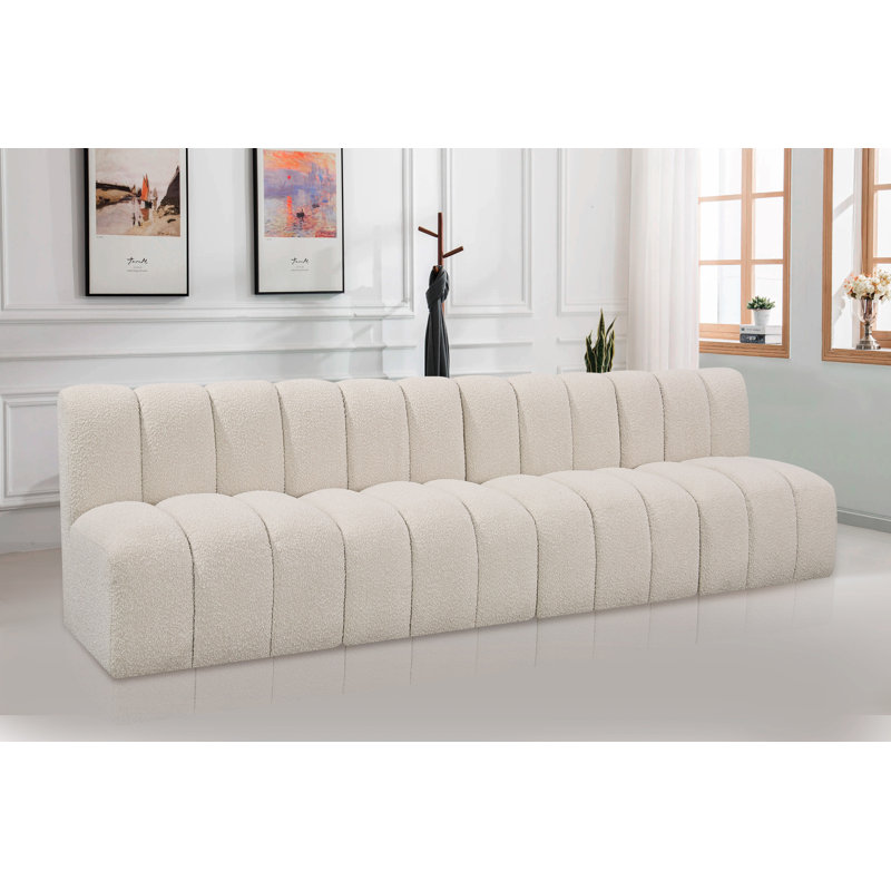 Canapé et méridienne rembourrés Kirchoffer, Tissu crème bouclé