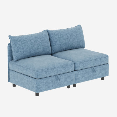 Love Seat Couches, 2 Seater Loveseat Mid Century Modern Sofa Couch With Storage For Small Spaces, Living Room, Dorm, Bedroom