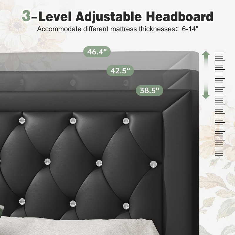 Ming Upholstered Platform Bed, Queen