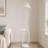 Creamy Pleated Marble Floor Lamp With Tray And 3-color Light For Reading