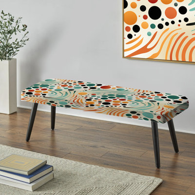 Banc rembourré noir Mid-Century