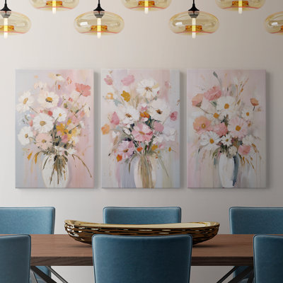 Série d'étude florale Cxxxi - ensemble de toiles tendues avec châssis Premium - prêt à être accroché