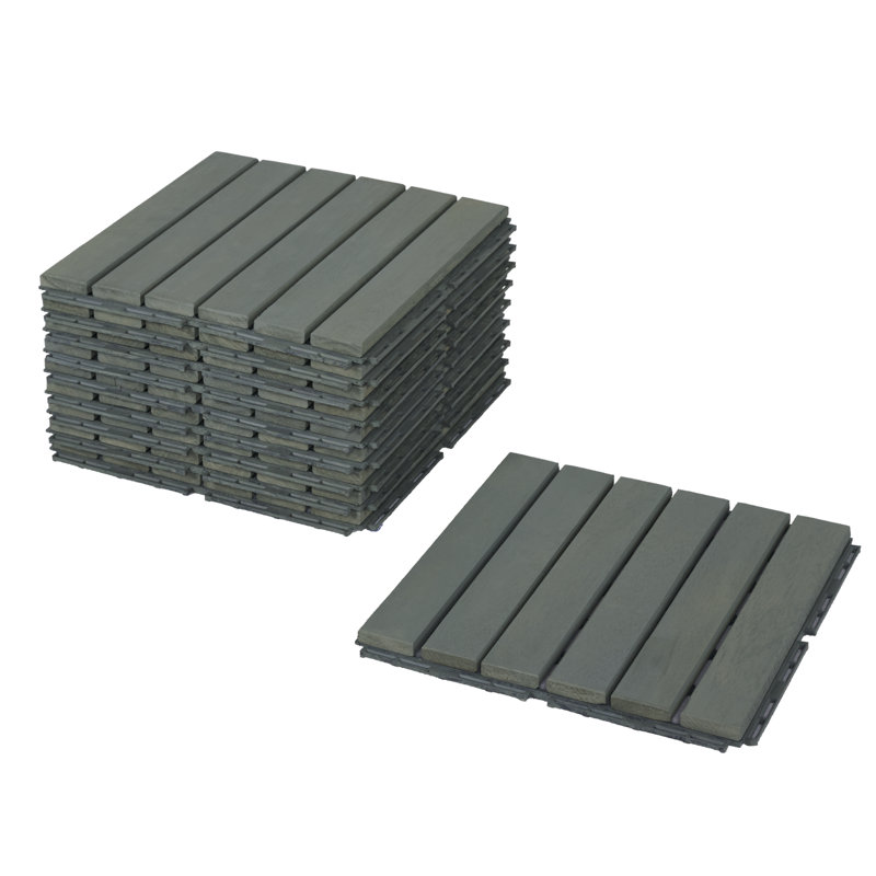 Carreaux de terrasse à emboîtement L 12 po x l 12 po (gris-vert)