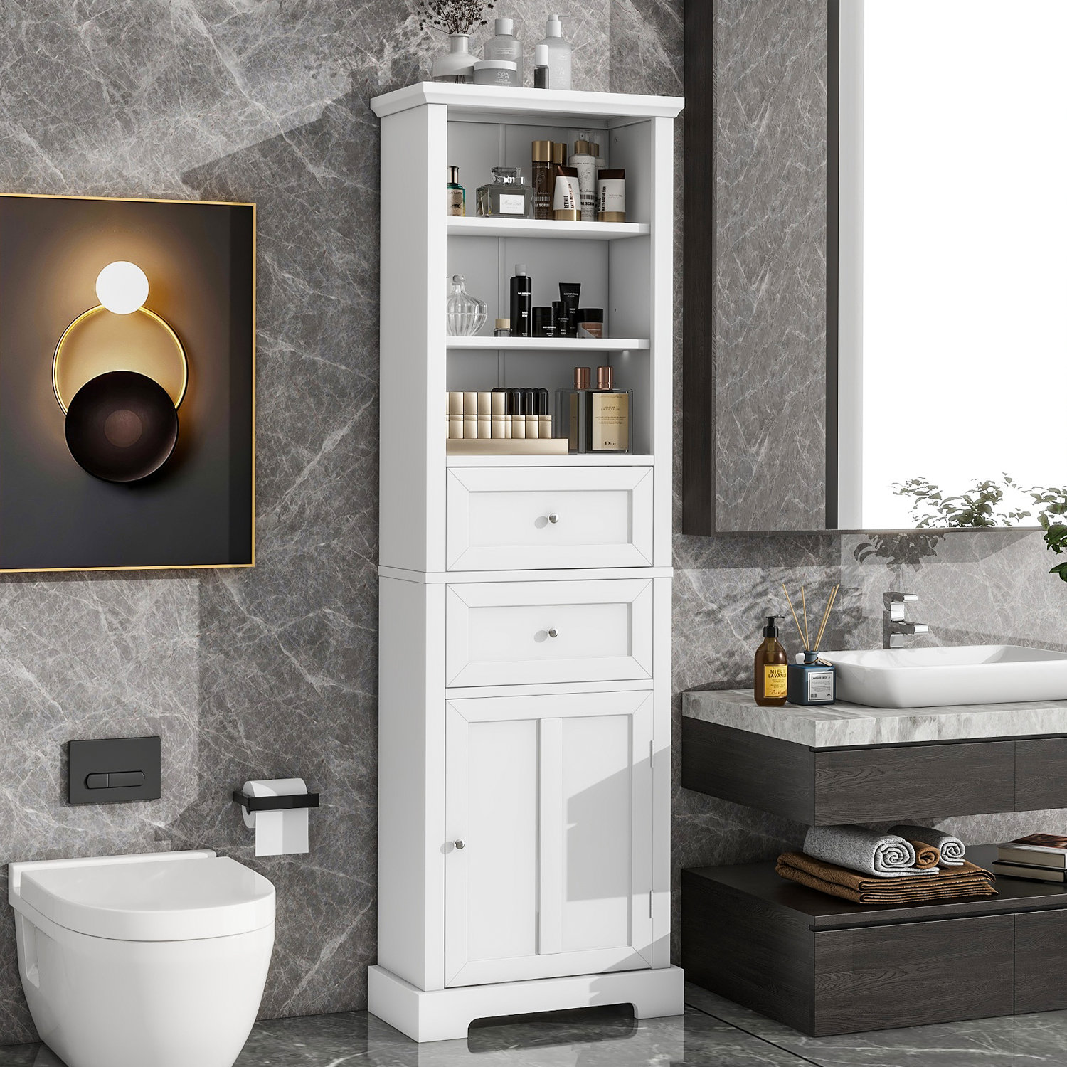Wildon Home® Denizhan Freestanding Linen Cabinet | Wayfair