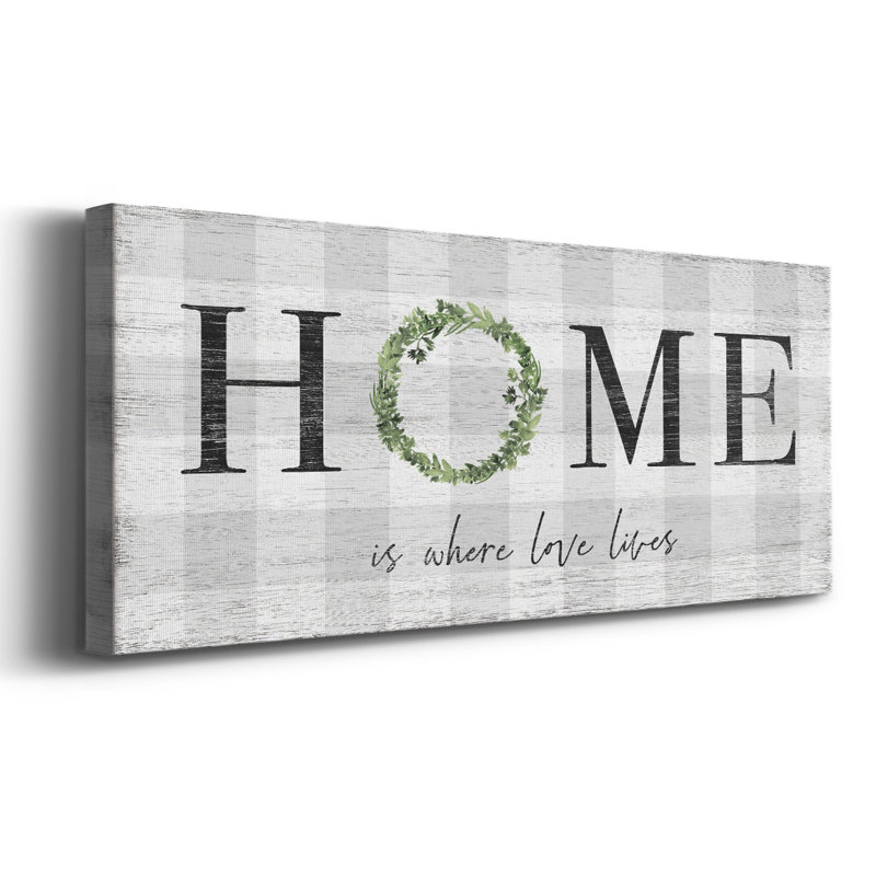 «Where Love Lives On Canvas», art textuel, H 24 po x l 60 po x P 1,5 po