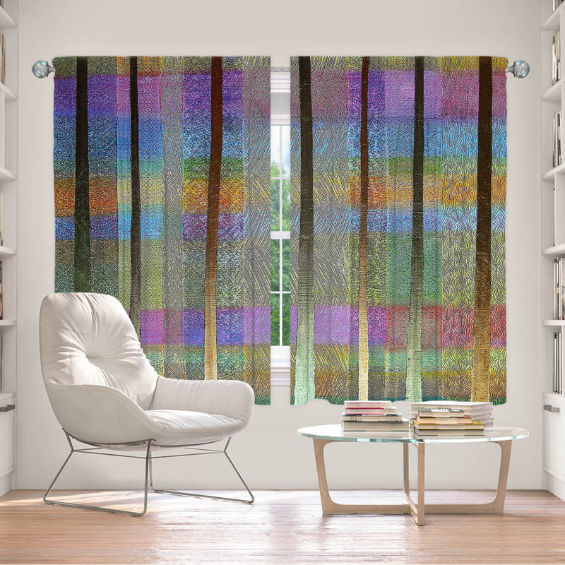 Fehrat Room Darkening Curtain Pair, Purple/Blue/Green, 56" W x 78" L