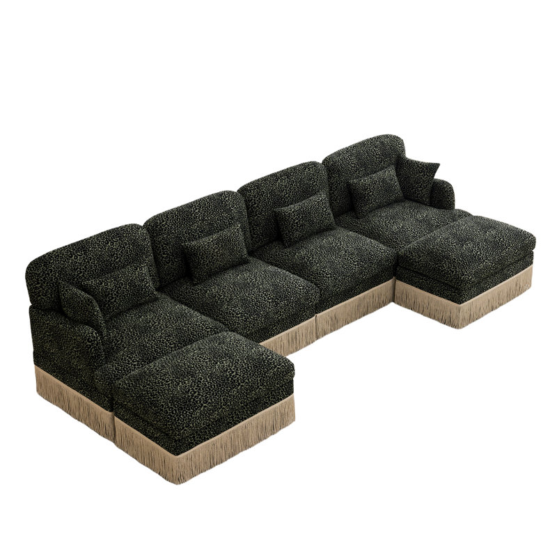 Canapés modulaires à assise profonde, salon en forme de U en chenille