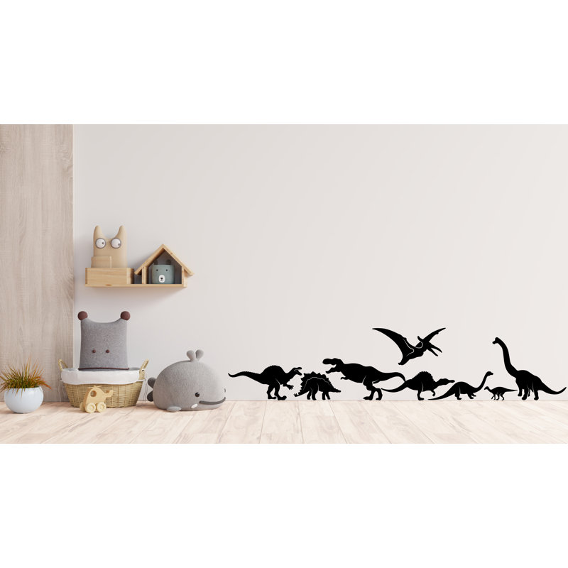 Adhésif décoratif dinosaure, Illustration de silhouette de T-Rex, ptérodactyle, brachiosaure et plus - chambre de bébé ou chambre d'enfant