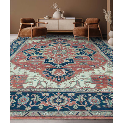 Tapis rouge / bleu / noir / beige tissé à la main de haute qualité