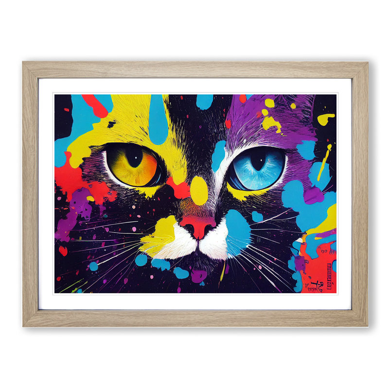 Cat Splash Vol.1 Abstract - Framed Print, 25cm H x 34cm W x 2cm D, Oak