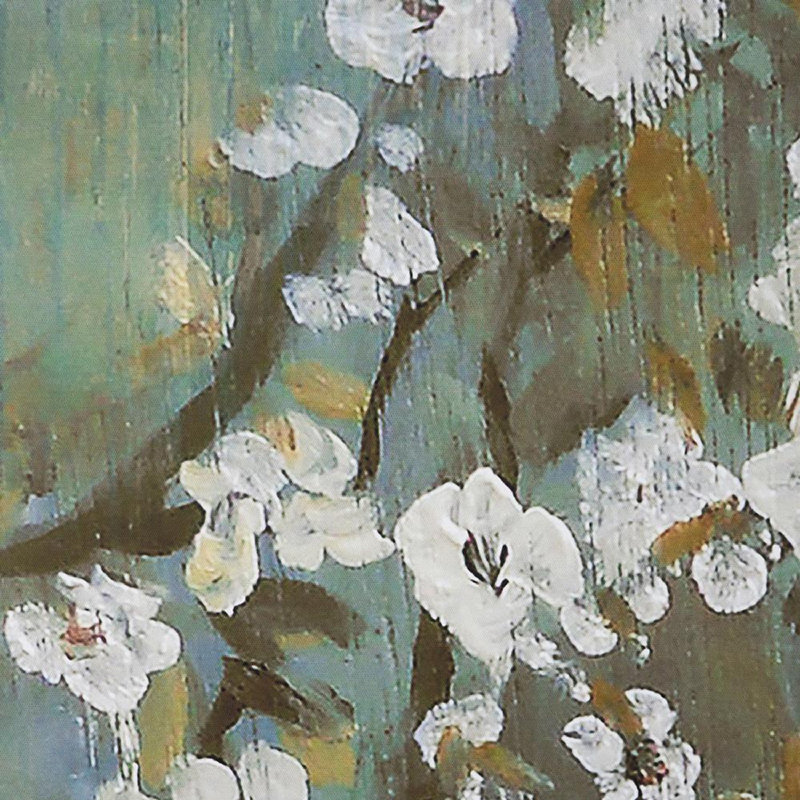 Impression sur toile de cerisier blanc Saison - H 18,5 po x l 59 po - Bleu / blanc / brun