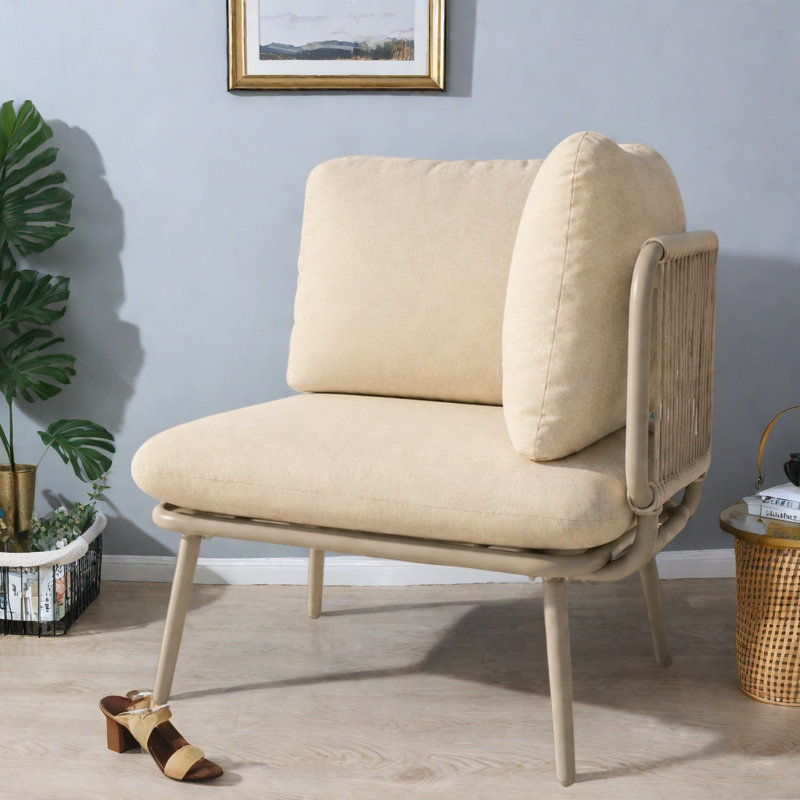 Modular Sectionals Chair, Metal Frame, Modern Rope Patio Seat for Outdoor Home