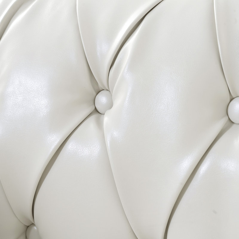 Fauteuil d'appoint pour salon, Simili cuir blanc, Noir
