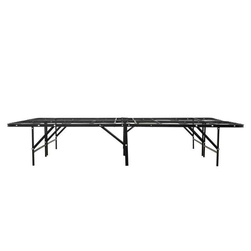 Base de lit plateforme en métal - Base de lit matelas, Noir, Double