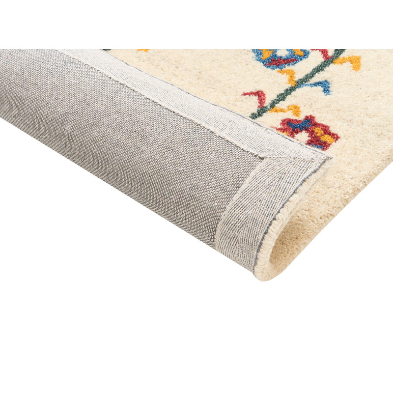 Trilby Floral Wool Hand Woven Area Rug, Rectangle 80 x 150cm