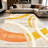 1PC Abstract Mustard and Terracotta Swirl Geometric Wood Grain Pattern area rugs for Living Room, Soft and Comfortable, Suitable for all seasons, easy-to-maintain, machine washable Indoor floor mat, Under Table Farmhouse suitable for dining room,-129466855