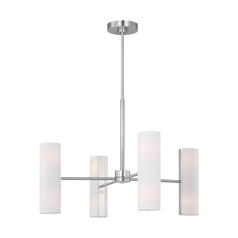 Lustre 8 lumières Capalino, Acier brossé, H 19,625 po x l 30 po x P 30 po