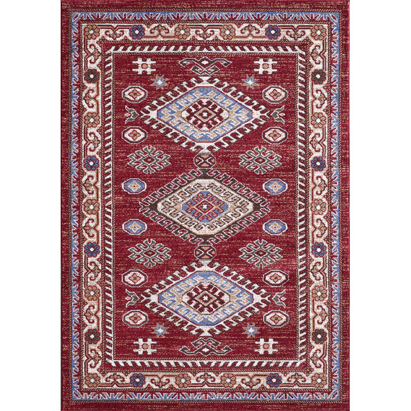 Tapis rouge à motif oriental Wisconsin, Rectangle 2 pi 6 po x 4 pi 9 po