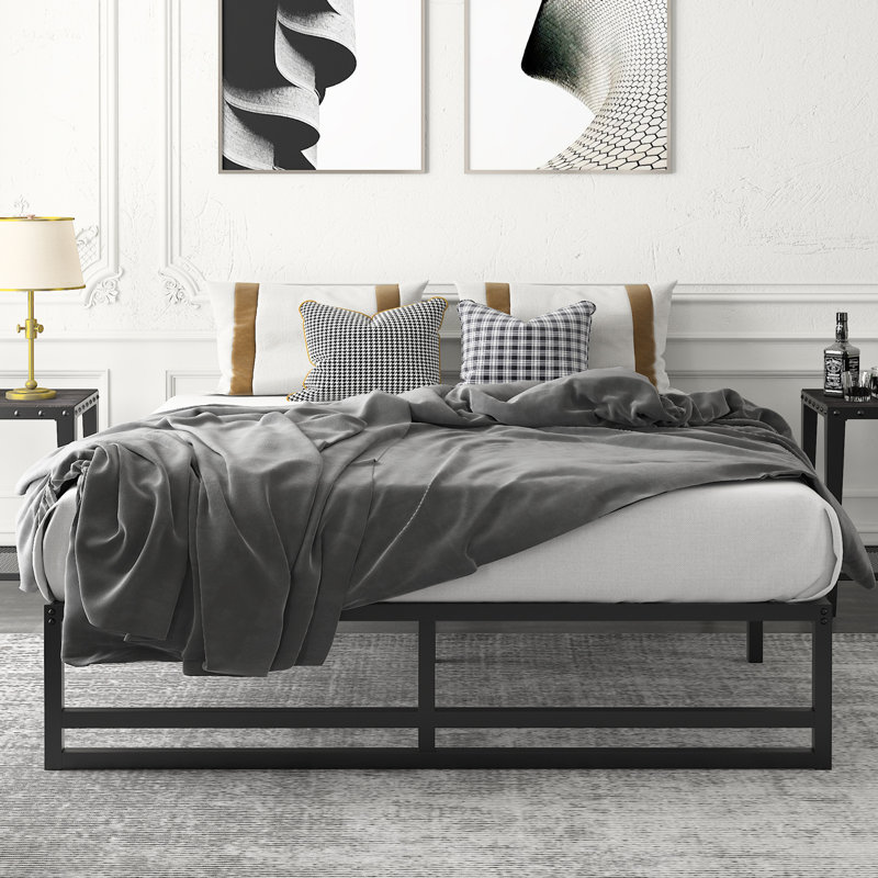 Aula 14'' Metal Platform Bed, Queen