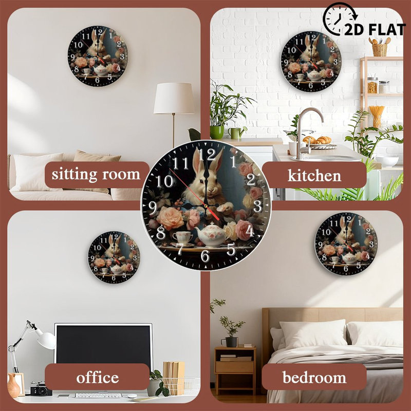 Horloge murale en bois 10 po, mouvement silencieux, à piles (piles AA non incluses), décor artistique, parfait pour les décorations