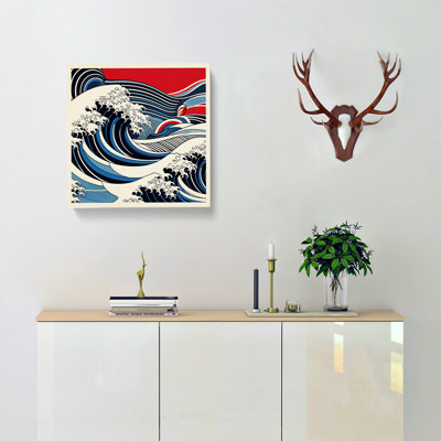 Japanese Wave Bauhaus No.3 - Wrapped Canvas