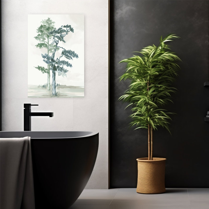 «Misty Forest Serenity II Abstract Contemporary Landscape Nature», art mural, H 24 po x l 16 po