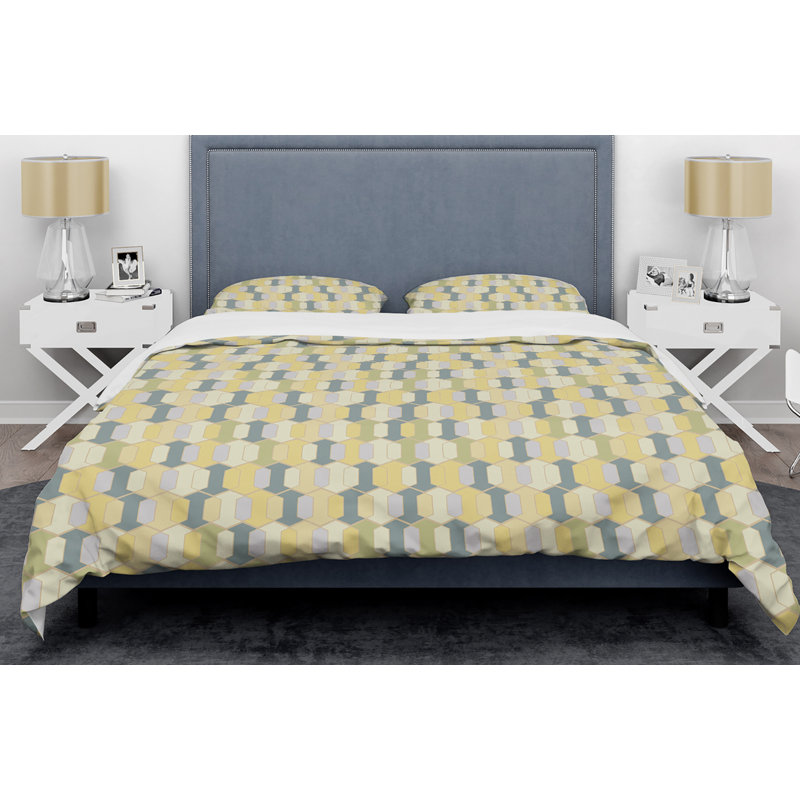 Ensemble de housse de couette abstrait de style mid-century ii, Housse simple + 1 taie décorative