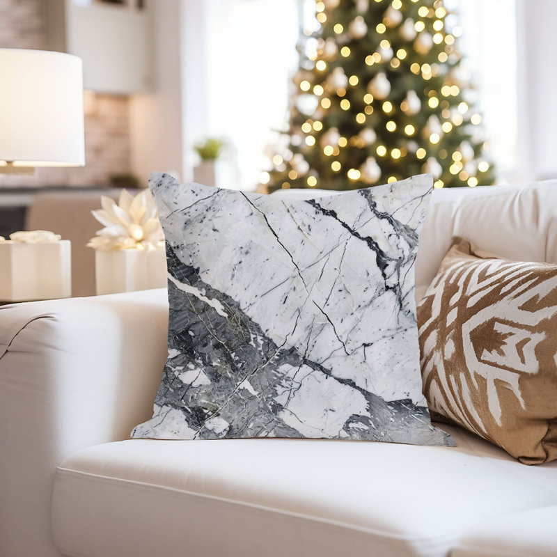Abstract Marble Geode Crystal XVI Modern Throw Pillow Cover, 16"H x 16"W