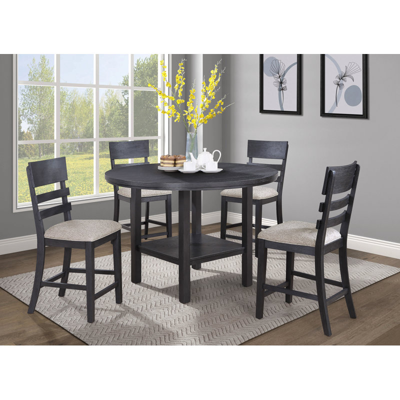 Mobilier de salle à manger en bois à dossier et échelle 2 pièces noir / gris