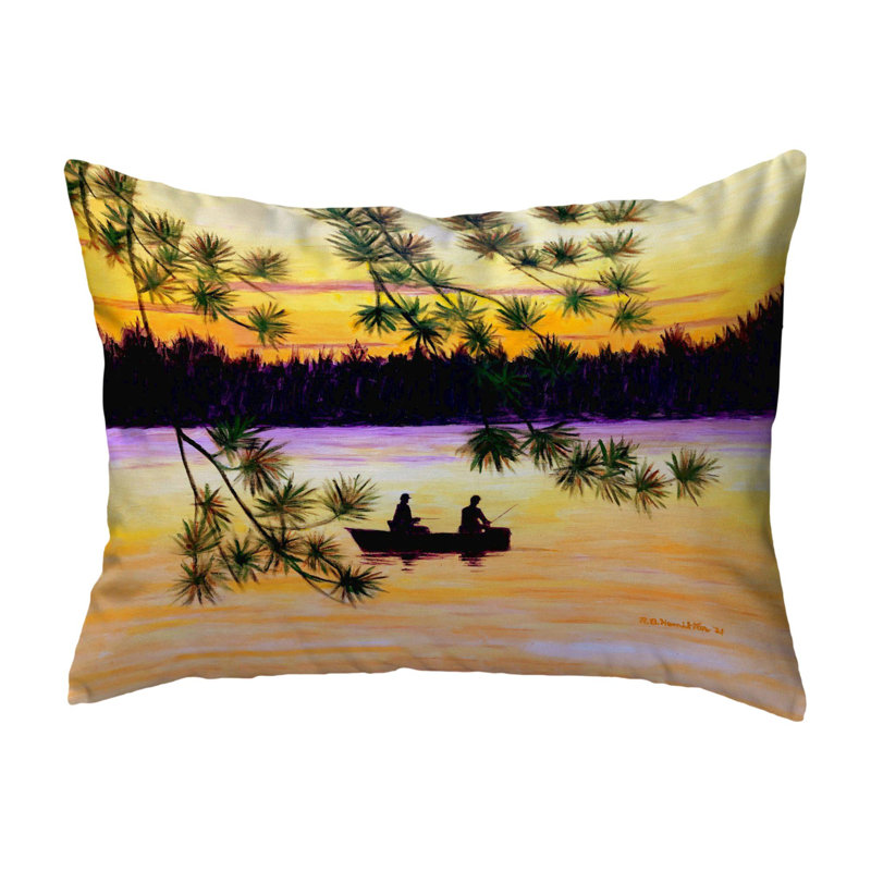 Coussin intérieur / extérieur Sunset Fishing, 11 po x 14 po