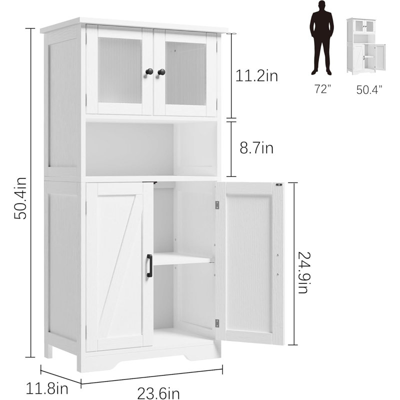 128cm Kitchen Pantry, White