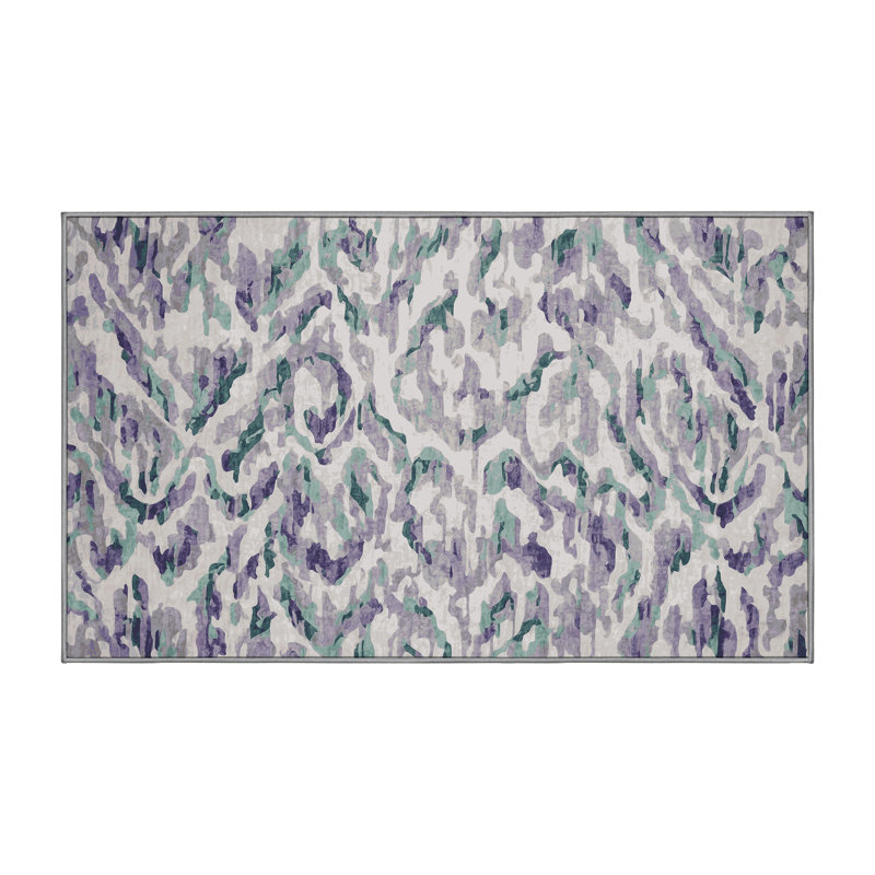 Machine Washable Gray Area Rug, Rectangle 5' x 8'