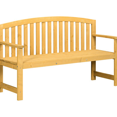 Banc d'extérieur en bois naturel - Patio de jardin 56 po 2 avec et accoudoirs pour porche, bord de piscine, balcon