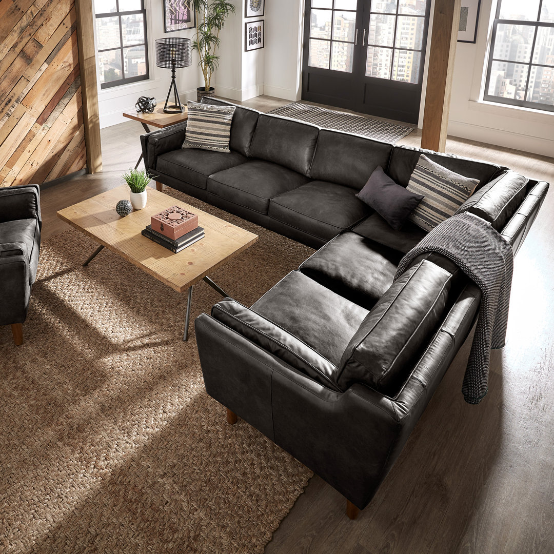 Hewett 2-Piece Oxford Leather Sectional Sofa - 6-Seat Kingstown Home Leather 