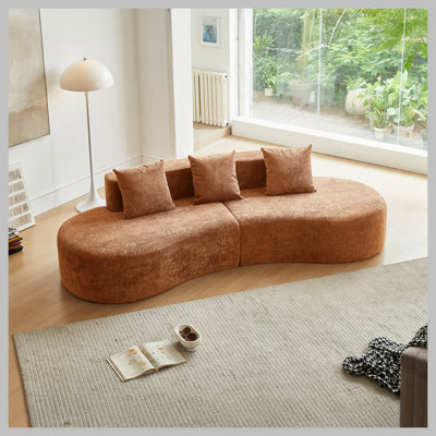 Canapé modulaire courbé moderne, canapé 5 places avec revêtement en velours de haute qualité pour le confort et le style dans les salons et les appartements