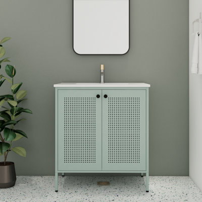 Meuble-lavabo simple avec plateau en céramique 30,47 po Keady
