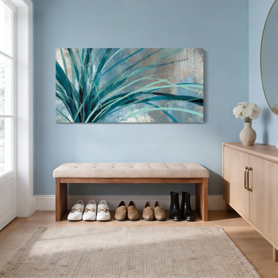 Abstrait bleu sarcelle et bleu sur toile tendue, reproduction d'art sur toile, ensemble de 1