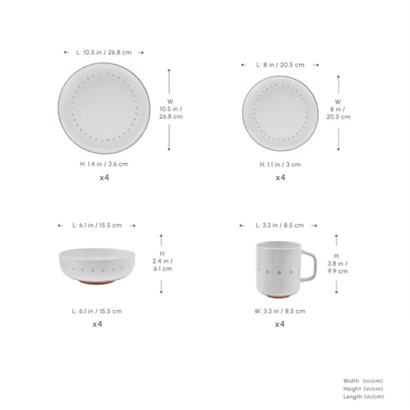 Stoneware Dinnerware Set 16 Piece - Service for 4