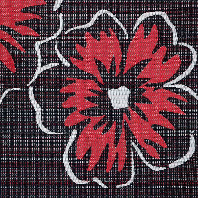 Tapis floral noir / rouge intérieur / extérieur Floral, Rectangle de 5 pi x 8 pi