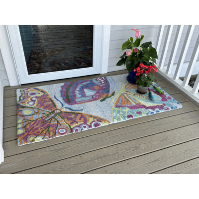 Global Recycled Standard Flutter Butterfly Hand-Tufted Recycled Polyester Indoor/Outdoor Accent Rug