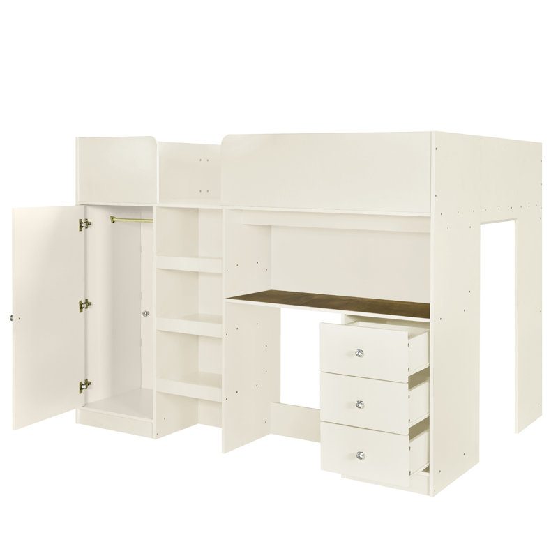 Aniella Kids Full Loft Bed with Drawers, Beige