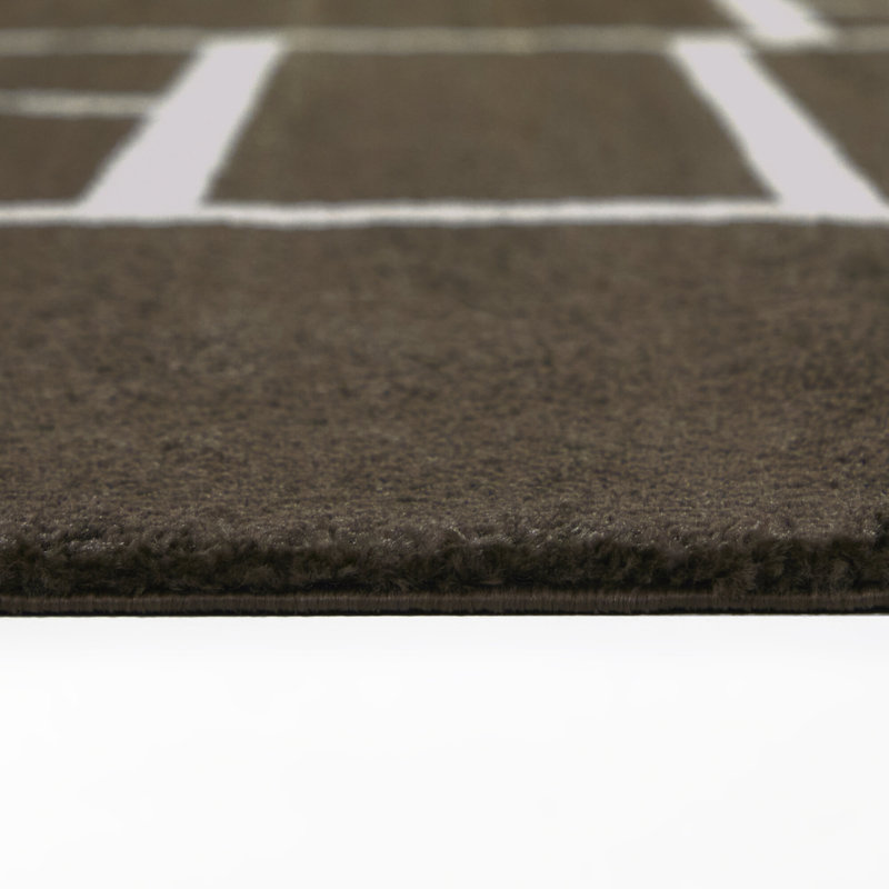 Tapis brun à motif géométrique moderne Yetter, Rectangle 7 pi 10 po x 10 pi
