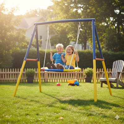 Balançoire à disque extérieure avec structure en A robuste, structure entièrement en acier pour les cours et les aires de jeux pour enfants