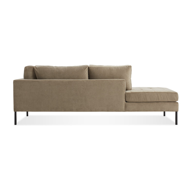 Paramount Chaise Lounge, Sanford Ceramic Crossweave, Stainless Steel, Left Hand Facing