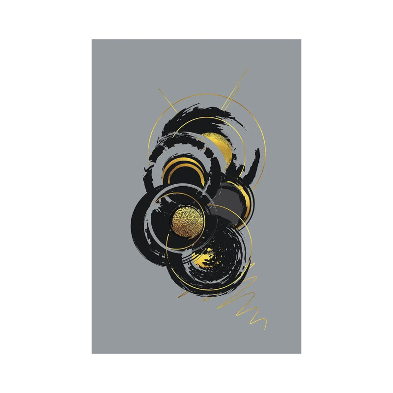 Dynamic Art VII Gold - Circle Of Life by Melanie Viola - Wrapped Canvas Painting, 20.32 cm H x 30.48 cm W