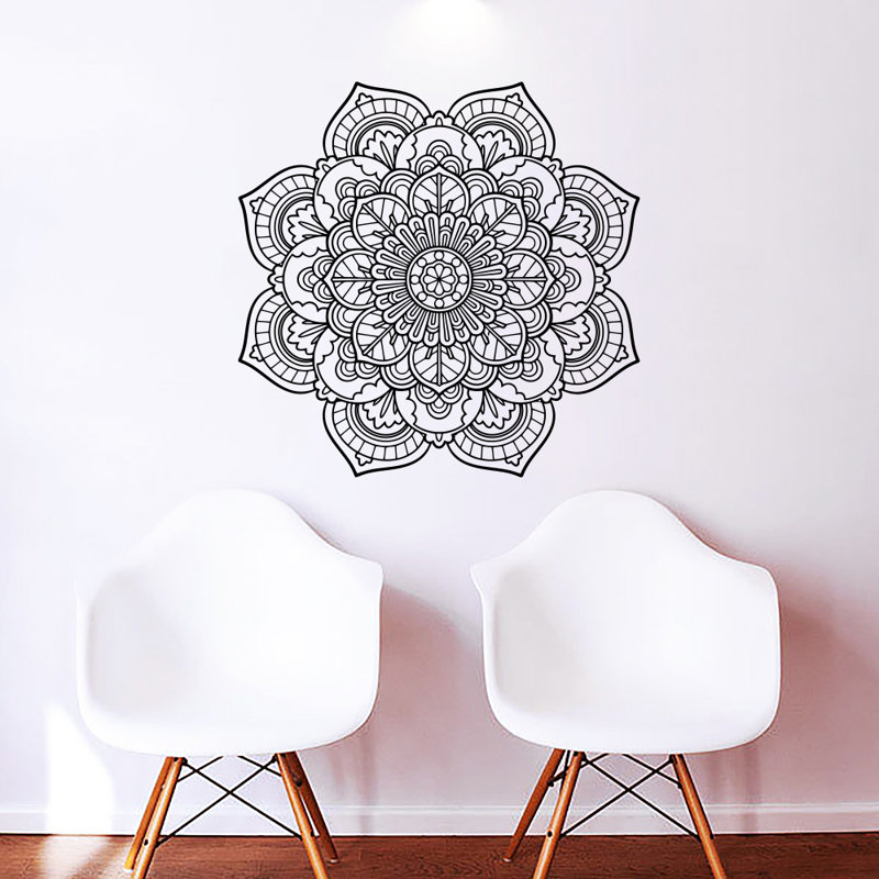 Adhésif décoratif mandala namaste boho yoga autocollants, Noir