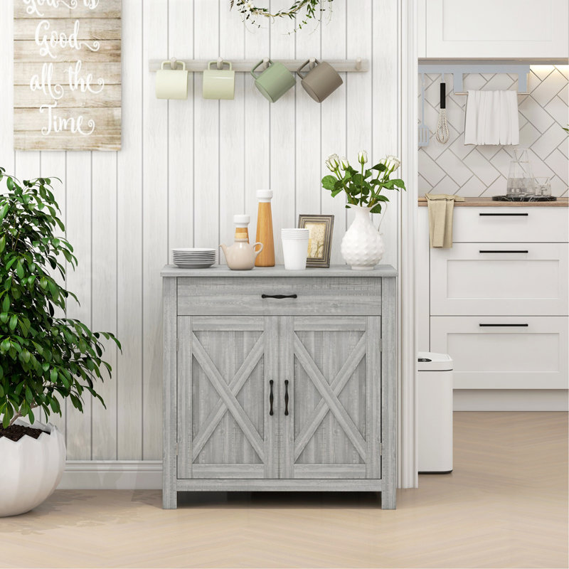 Sideboard Buffet Cabinet With Elegant Design And Multi-Functional Use, Stone Gray